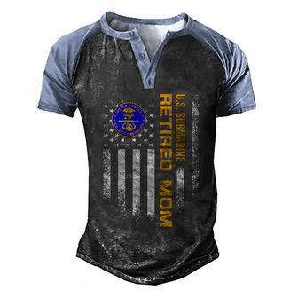 Vintage American Flag Us Navy Submarine Retired Veteran Mom Funny Gift V2 Men's Henley Shirt Raglan Sleeve 3D Print T-shirt - Thegiftio UK