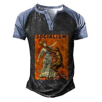 Vintage Antisocialism Print Graphic Design Printed Casual Daily Basic Men's Henley Shirt Raglan Sleeve 3D Print T-shirt - Thegiftio UK