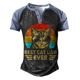 Vintage Best Cat Dad Ever Retro Fathers Day Gift For Cat Dad Men's Henley Shirt Raglan Sleeve 3D Print T-shirt - Thegiftio UK