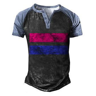 Vintage Bisexual Flag Bi Pride Flag Graphic Design Printed Casual Daily Basic Men's Henley Shirt Raglan Sleeve 3D Print T-shirt - Thegiftio UK