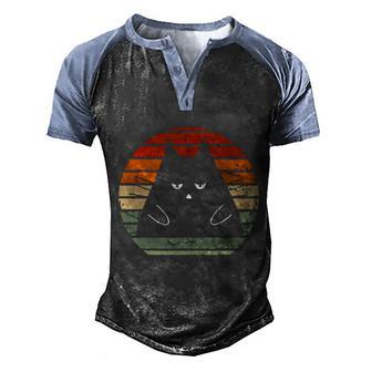 Vintage Black Cat Lover Distressed Retro Style Tshirt Men's Henley Shirt Raglan Sleeve 3D Print T-shirt - Thegiftio UK