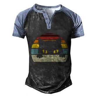 Vintage Black Cat Lover Retro Style Cats Gift 2 Men's Henley Shirt Raglan Sleeve 3D Print T-shirt - Thegiftio UK