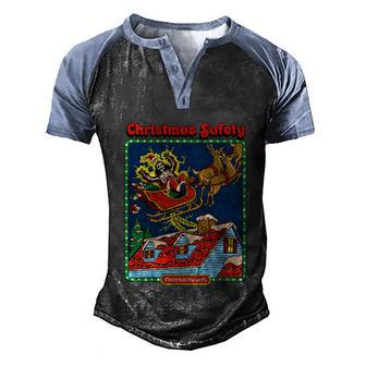 Vintage Christmas Safety Funny Christmas Graphic Design Printed Casual Daily Basic Men's Henley Shirt Raglan Sleeve 3D Print T-shirt - Thegiftio UK