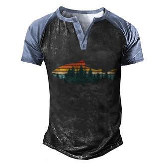 Vintage Colors Forest Bass Fish Graphic Design Printed Casual Daily Basic Men's Henley Shirt Raglan Sleeve 3D Print T-shirt - Thegiftio UK
