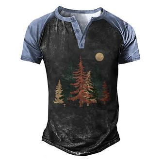Vintage Colors Pine Tree Forest Graphic Design Printed Casual Daily Basic Men's Henley Shirt Raglan Sleeve 3D Print T-shirt - Thegiftio UK