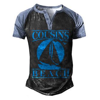 Vintage Cousin Beach Sail Boat Graphic Design Printed Casual Daily Basic Men's Henley Shirt Raglan Sleeve 3D Print T-shirt - Thegiftio UK