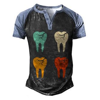 Vintage Dentist Gift Retro Tooth Dental Assistant Hygienist Gift Graphic Design Printed Casual Daily Basic Men's Henley Shirt Raglan Sleeve 3D Print T-shirt - Thegiftio UK