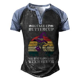 Vintage Funny Buckle Up Butter Cup Halloween Day Graphic Design Printed Casual Daily Basic Men's Henley Shirt Raglan Sleeve 3D Print T-shirt - Thegiftio UK