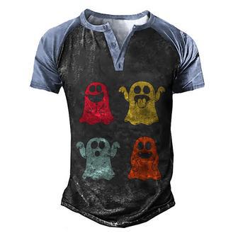 Vintage Halloween Ghost Icon Funny Ghost Boo Men's Henley Shirt Raglan Sleeve 3D Print T-shirt - Thegiftio UK