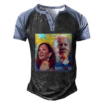 Vintage Joe Biden Kamala Harris United Poster Graphic Design Printed Casual Daily Basic Men's Henley Shirt Raglan Sleeve 3D Print T-shirt - Thegiftio UK
