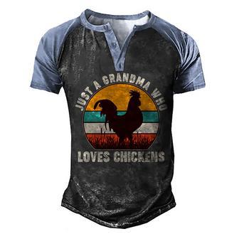 Vintage Just A Grandma Who Loves Chickens Graphic Design Printed Casual Daily Basic Men's Henley Shirt Raglan Sleeve 3D Print T-shirt - Thegiftio UK