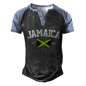 Vintage Kingston Jamaica Est 1962 Souvenir Gift Meaningful Gift Graphic Design Printed Casual Daily Basic Men's Henley Shirt Raglan Sleeve 3D Print T-shirt - Thegiftio UK