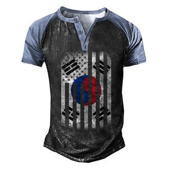 Vintage Korean Flag Graphic Design Printed Casual Daily Basic Men's Henley Shirt Raglan Sleeve 3D Print T-shirt - Thegiftio UK