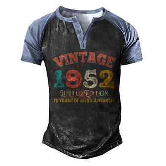 Vintage Limited Edition 1952 70 Years Of Being Awesome Birthday Graphic Design Printed Casual Daily Basic Men's Henley Shirt Raglan Sleeve 3D Print T-shirt - Thegiftio UK