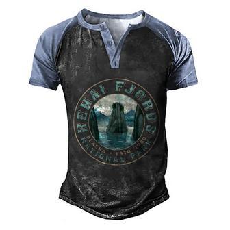 Vintage Look Kenai Fjords National Park Graphic Design Printed Casual Daily Basic Men's Henley Shirt Raglan Sleeve 3D Print T-shirt - Thegiftio UK