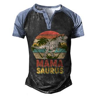 Vintage Mama Saurus T-Rex Mom Mother Graphic Design Printed Casual Daily Basic Men's Henley Shirt Raglan Sleeve 3D Print T-shirt - Thegiftio UK