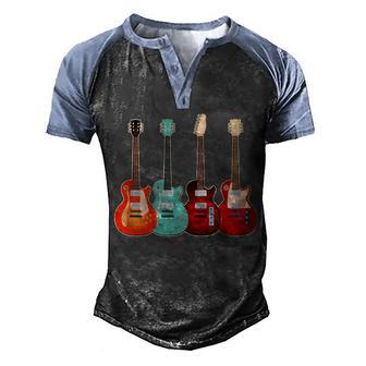 Vintage Multi Guitars Music Graphic Design Printed Casual Daily Basic Men's Henley Shirt Raglan Sleeve 3D Print T-shirt - Thegiftio UK