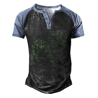 Vintage Nature Lover Moose Forest Graphic Design Printed Casual Daily Basic Men's Henley Shirt Raglan Sleeve 3D Print T-shirt - Thegiftio UK