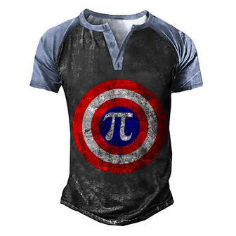 Vintage Pi Day America Superhero Crest March Th Graphic Design Printed Casual Daily Basic Men's Henley Shirt Raglan Sleeve 3D Print T-shirt - Thegiftio UK