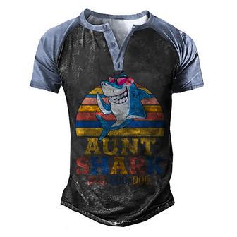 Vintage Retro Aunt Shark Doo Graphic Design Printed Casual Daily Basic Men's Henley Shirt Raglan Sleeve 3D Print T-shirt - Thegiftio UK