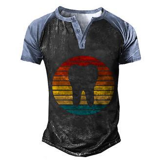 Vintage Retro Tooth Dentist Dental Oral Hygienist Assistant Gift Graphic Design Printed Casual Daily Basic Men's Henley Shirt Raglan Sleeve 3D Print T-shirt - Thegiftio UK