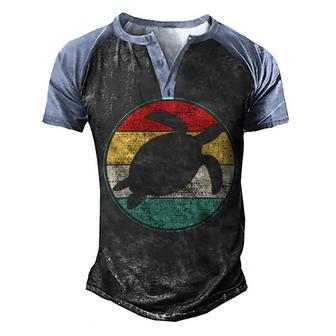 Vintage Retro Turtle Tortoise Waterturtle Marine Biologist Men's Henley Shirt Raglan Sleeve 3D Print T-shirt - Thegiftio UK