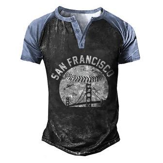 Vintage San Francisco Skyline Sf Baseball Graphic Design Printed Casual Daily Basic Men's Henley Shirt Raglan Sleeve 3D Print T-shirt - Thegiftio UK