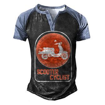Vintage Scooter Cyclist Graphic Design Printed Casual Daily Basic Men's Henley Shirt Raglan Sleeve 3D Print T-shirt - Thegiftio UK