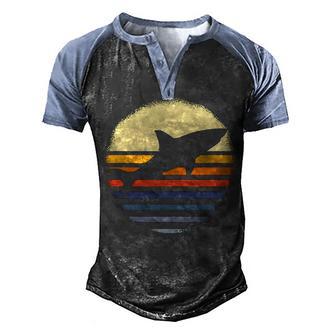 Vintage Shark Retro Shark Lover Gift Shark Sunset Men's Henley Shirt Raglan Sleeve 3D Print T-shirt - Thegiftio UK