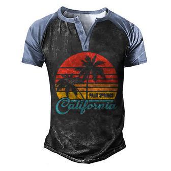 Vintage Sun Palm Trees Palm Springs California Graphic Design Printed Casual Daily Basic Men's Henley Shirt Raglan Sleeve 3D Print T-shirt - Thegiftio UK