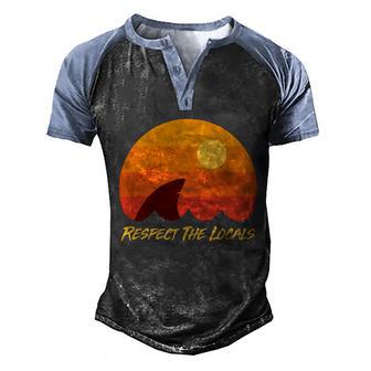 Vintage Sunset Shark Respect The Locals Graphic Design Printed Casual Daily Basic Men's Henley Shirt Raglan Sleeve 3D Print T-shirt - Thegiftio UK