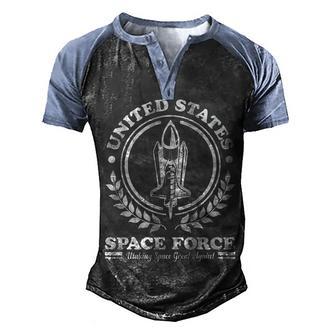 Vintage United State Space Force Graphic Design Printed Casual Daily Basic Men's Henley Shirt Raglan Sleeve 3D Print T-shirt - Thegiftio UK