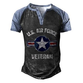Vintage Us Air Force Veteran Vintage Usaf Veteran Graphic Design Printed Casual Daily Basic Men's Henley Shirt Raglan Sleeve 3D Print T-shirt - Thegiftio UK