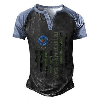 Vintage Usa American Camo Flag Retired Us Army Veteran Dad Gift Graphic Design Printed Casual Daily Basic Men's Henley Shirt Raglan Sleeve 3D Print T-shirt - Thegiftio UK