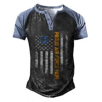 Vintage Usa American Flag Proud Air Force Veteran Mom Funny Gift Graphic Design Printed Casual Daily Basic V2 Men's Henley Shirt Raglan Sleeve 3D Print T-shirt - Thegiftio UK