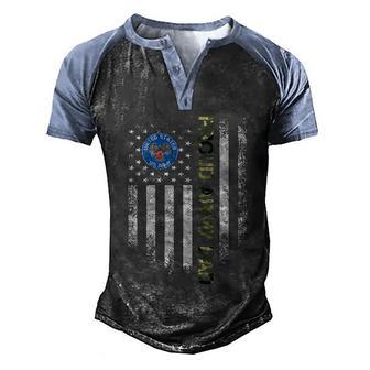 Vintage Usa American Flag Proud Us Army Veteran Dad Funny Gift Graphic Design Printed Casual Daily Basic Men's Henley Shirt Raglan Sleeve 3D Print T-shirt - Thegiftio UK