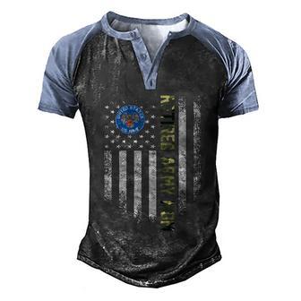 Vintage Usa American Flag Retired Us Army Veteran Mom Funny Gift Graphic Design Printed Casual Daily Basic V2 Men's Henley Shirt Raglan Sleeve 3D Print T-shirt - Thegiftio UK