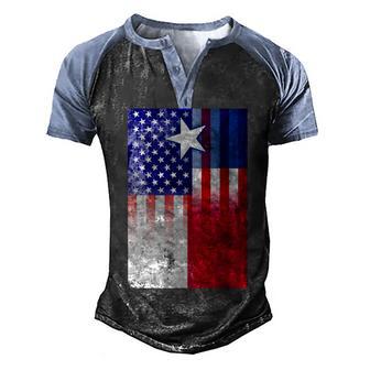 Vintage Usa Texas American Flag Graphic Design Printed Casual Daily Basic Men's Henley Shirt Raglan Sleeve 3D Print T-shirt - Thegiftio UK