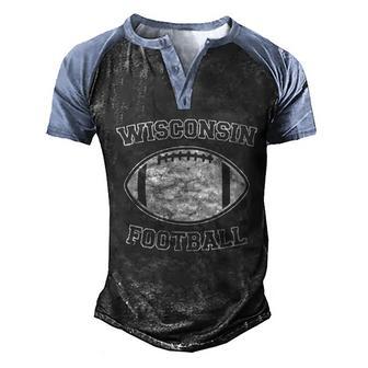 Vintage Wisconsin Football Graphic Design Printed Casual Daily Basic Men's Henley Shirt Raglan Sleeve 3D Print T-shirt - Thegiftio UK