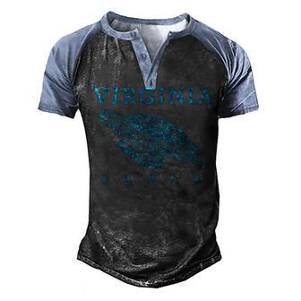 Virginia Beach Va Gliding Sea Turtle Men's Henley Shirt Raglan Sleeve 3D Print T-shirt - Thegiftio UK