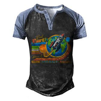 Visit Earth Home Of Cats Internet Bacon Graphic Design Printed Casual Daily Basic Men's Henley Shirt Raglan Sleeve 3D Print T-shirt - Thegiftio UK