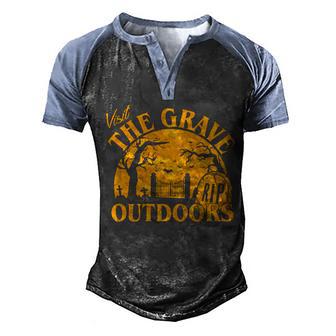 Visit The Grave Outdoors Funny Halloween Graphic Design Printed Casual Daily Basic Men's Henley Shirt Raglan Sleeve 3D Print T-shirt - Thegiftio UK