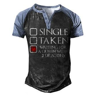 Waiting For A Queen With 3 Dragons Men's Henley Shirt Raglan Sleeve 3D Print T-shirt - Seseable