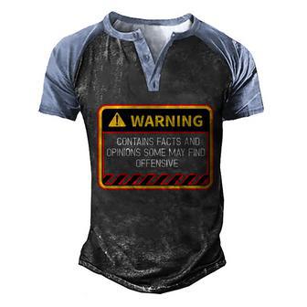 Warning Contains Facts May Find Offensive Humor Graphic Design Printed Casual Daily Basic Men's Henley Shirt Raglan Sleeve 3D Print T-shirt - Thegiftio UK