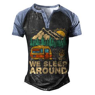 We Sleep Funny Camping T Men's Henley Shirt Raglan Sleeve 3D Print T-shirt - Thegiftio UK