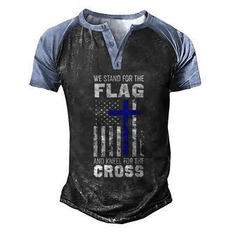 We Stand For The Flag And Kneel For The Cross Graphic Design Printed Casual Daily Basic Men's Henley Shirt Raglan Sleeve 3D Print T-shirt - Thegiftio UK