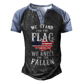 We Stand For The Flag Kneel For The Fallen Graphic Design Printed Casual Daily Basic V2 Men's Henley Shirt Raglan Sleeve 3D Print T-shirt - Thegiftio UK
