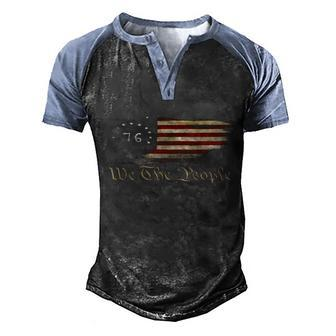We The People American History 1776 Independence Day Vintage Men's Henley Shirt Raglan Sleeve 3D Print T-shirt - Monsterry
