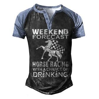 Weekend Forecast Horse Racing V2 Men's Henley Shirt Raglan Sleeve 3D Print T-shirt - Thegiftio UK