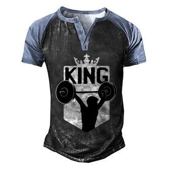 Weightlifting King Graphic Design Printed Casual Daily Basic Men's Henley Shirt Raglan Sleeve 3D Print T-shirt - Thegiftio UK